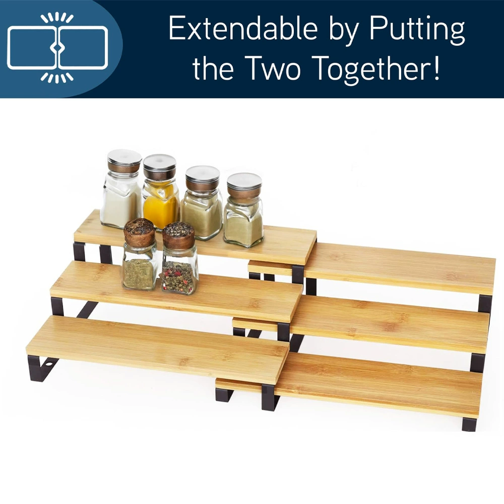 Display Rack Spice Rack Multi-tier Desktop Bamboo — jewelry box wholesale pick on JewelKeep