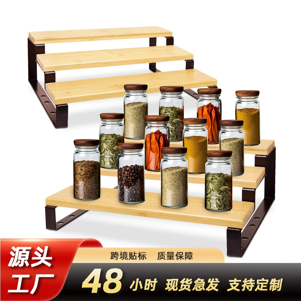 Display Rack Spice Rack Multi-tier Desktop Bamboo — jewelry box wholesale pick on JewelKeep